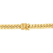 10K Yellow Gold Semi-Solid Classic Miami Cuban Bracelet with Box Clasp