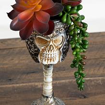 11-in Succulent Garden in Skull Chalice by Nearly Natural