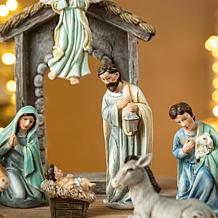 11-piece Deluxe Blue Resin Nativity Figurine Set