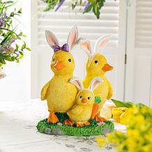 11.5" Easter Resin Duck Family Table Decor