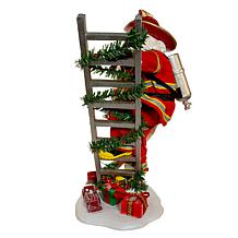 11.5" Fabriché Fireman Santa On Ladder Figurine