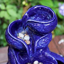 11.75"H 4-Tiered Cobalt Blue Ceramic Table Fountain