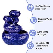 11.75"H 4-Tiered Cobalt Blue Ceramic Table Fountain