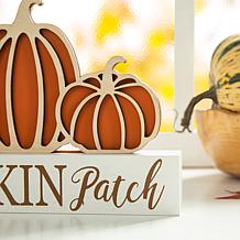 11.75"L Fall Wooden "PUMPKIN PATCH" Pumpkins Table Sign