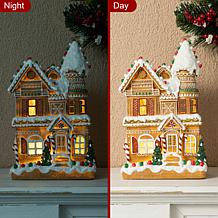 12" H Resin Lighted Christmas Gingerbread House Table Decor