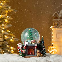 120mm Resin Lighted Musical Christmas Tree on Fireplace Water Globe