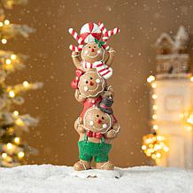 12.5" H Christmas Resin Stacked Gingerbread Table Decor