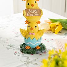 13.25" Easter Resin Table Decor with Stacked Yellow Ducks