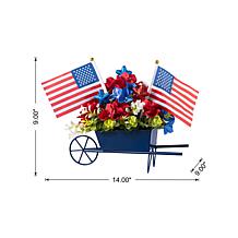 14" Patriotic Metal Wagon Centerpiece with Hydrangeas