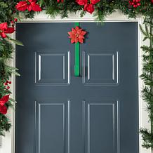 14"H Christmas Snowflake and Poinsettia Metal Wreath Hanger - Set of 2
