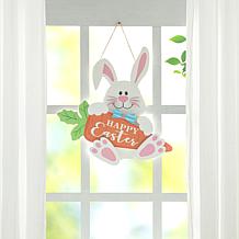14"H Happy Easter Wooden Bunny and Carrot Door Hanger