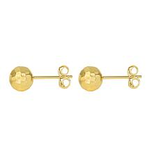 14K 7mm Yellow Gold Hammered Ball Stud Earrings