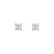 14K Gold .33ctw White Diamond Princess-Cut Stud Earrings