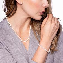 14K Gold Cultured Freshwater Pearl Necklace, Bracelet and Earrings Set