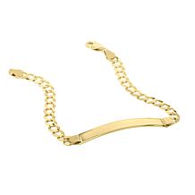 14K Gold Curb Link ID Bracelet 