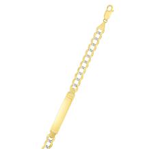 14K Gold Curb Link ID Bracelet with Silvertone Pave' Accents