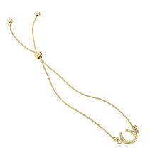 14K Gold Horseshoe Station Adjustable Bolo Bracelet