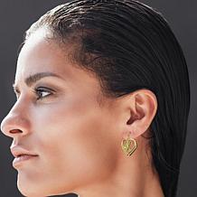 14K Gold-Plated "Entwined" Double Heart Initial Earrings