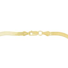 14K Gold Polished Beveled Herringbone Chain with Lobster Clasp