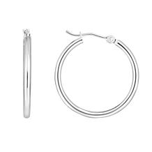 14K Gold Polished Round Tube Hoop Earring  