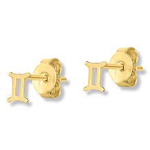 14K Gold Polished Zodiac Stud Earrings - Gemini 