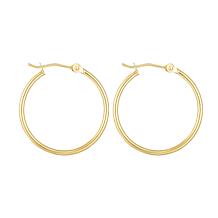 14K Polished Gold Round Tube Hoop Earrings