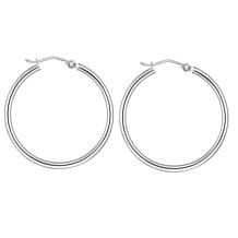 14K Polished Round Polished Tube Hoop Earrings