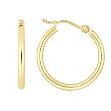 14K Polished Round Tube Hoop Earrings