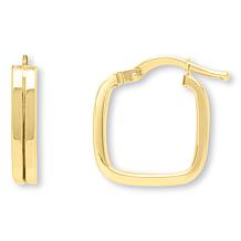 14K Polished Square Hoop Double Row Earrings