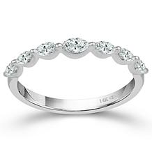 14K White Gold 1/4ctw Diamond Marquise Cut 7-Stone Anniversary Ring