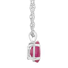 14K White Gold 7x5mm Oval-Cut Gemstone Pendant with Chain