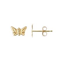 14K Yellow Gold Butterfly Stud Earrings