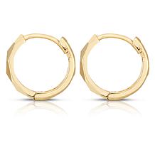 14K Yellow Gold Diamond-Cut Faceted Huggie Hoop Earrings