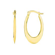 14K Yellow Gold Graduated Puffy Oval Twist Back to Back Hoop Earring With  Hinged Closure 