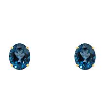 14K Yellow Gold Oval-Cut London Blue Topaz Stud Earrings