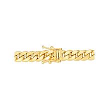 14K Yellow Gold Semi-Solid Miami Cuban Chain Box Clasp Bracelet - 8"