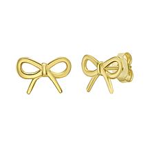14K Yellow Gold Small Bowtie Earring with push Back Clasp