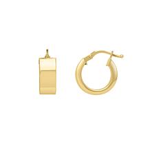 14K Yellow Gold Square Tube Earring with Hinged Clasp
