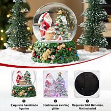 150mm Christmas Resin Lighted Musical Snowflakes Santa Waterglobe