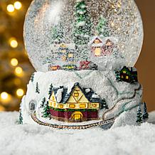 150mm Resin Lighted Musical Christmas Snowflakes Village Water Globe