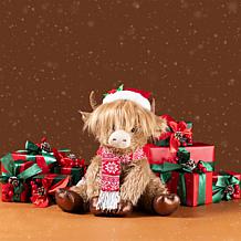 15.25"L Christmas Fabric Highland Cow Decoration