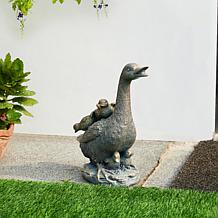 15"H Resin Faux Bronze Duck Garden Statue