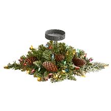 16 in. Flocked Artificial Christmas Pine Candelabrum with 35 Multic...