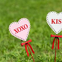 16" Valentine's Heart Yard Stakes 3-piece Set