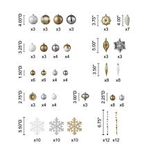 160ct Christmas Elegant Silver & Gold Deluxe Shatterproof Ornaments