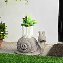 16.25"L MGO Snail Garden Statue or Planter Stand
