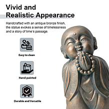 16.5"H MGO Faux Bronze Little Buddha Monk Garden Statue
