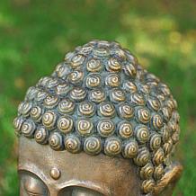 16"H MGO Faux Bronze Buddha Head Garden Statue
