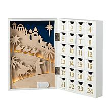 17" L Lighted Wooden Christmas Nativity Advent Calendar