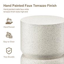 17.25"H MGO Faux Terrazzo Garden Stool, Planter Stand, or Accent Table